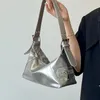 Kvällspåsar MBTI Silver Designer Womens Handbag Square Pu Leather Y2K Shoulder Bag Casual Harajuku Fashion Original Underarm