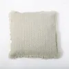 Pillow Tassels Cover 45x45cm Case Cotton Waffle For Home Decoration Pink Beige Yellow Green Sofa Bed