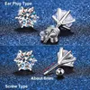 Stud Ewya S925 Sterling Silverörhängen 052CT D 6 Prong Diamond Screw for Women Wedding Fine Jewelry 231101