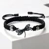 Link Bracelets Multicolor Dragonfly Pendants Bracelet Handmade Black Braided Rope Adjustable Charm Lucky Wristband Couple Jewelry For Women