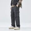 Mäns jeans japansk stil multi-pocket casual working byxor höst och vintermode varumärke retro hög kvalitet lös rak lon