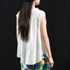 Damesblouses Effen kleur Mode Mouwloos Lace Up Casual shirt Oversized coltrui Dames petite yoga-shirts met korte mouwen