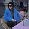 Women futra faux fur ins elegancka moda uliczna dziewczęta niebieska przycięta pluszowa futra płaszcz kobiety zimowy trend faux króliki futra płaszcza krótka warstwa warstwowa 231101