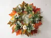 Couronnes de fleurs décoratives couronne de citrouille en feuille d'érable pour Halloween Noël Thanksgiving décor automne porte couronne suspendue pour mur intérieur extérieur 231102