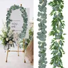 Flores decorativas 2m verde eucalipto guirlanda artificial wisteria wisteria folhas de seda videiras falsas plantas falsas festas de casamento decoração rattan