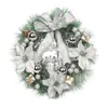 装飾的な花の花輪30cmメリークリスマスツリーリースドアハンギングガーランドウォール飾りクリスマスリースガーランド植物装飾231102