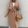 Designer Femmes Manteau Vestes Laine Mélanges Manteaux D'hiver Trench Veste Automne Trench Simple Boutonnage Couleur Unie Femmes Slim Long Coupe-Vent Laine