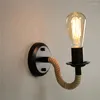 Wandlampen Nordic Simple Rope Lamp E27 Retro bed Vintage binnenverlichting Slaapkamer Woonkamer voor huisdecor LED LED LICHTBREFT