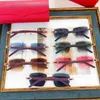 2023 New luxury designer types Kajia personalized frameless trimming lenses ins net red same type of sunglasses female ct0013 Style 1