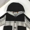 Nuova giacca autunnale per ragazzi e ragazze Cappotto per bambini con cappuccio a maniche lunghe Taglia 90-160 Tessuto di lana scozzese Vestiti per bambini Nov05