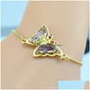 Catena a maglie Versione coreana di ossido cubico Cristallo Farfalla Bracciale regolabile in oro Gioielli femminili Regalo maschile Exq Dhgarden Dhhth