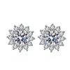 Stud Earrings S925 Sterling Silver Sunflower 50 Cents Per Carat D-colored Mosonite Female