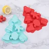 Molde de bolo de silicone para árvore de natal, sabonete artesanal, gelatina, doces e velas, árvore de natal, boneco de neve, molde de silicone