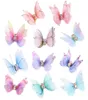 20pcs 3d Big Chiffon Butterfly Metal Base with Glitter Rhineston