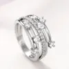 Wedding Rings Huitan Modern Fashion Women Ly-designed Bands Accessories Metal Silver Color Female Finger Trendy Jewelry