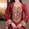 Abbigliamento etnico Moda donna Paillettes ricamate in seta dorata Decorato Musulmano Islamico Arabo Elegante abito a vestaglia atmosferica