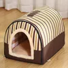 kennels pens Semi-enclosed Dog House Soft Dog Cave Bed Foldable Removable Washable Warm House Nest with Mat Small Medium Pets Animals Kennel 231101