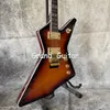 Chitarra elettrica Iba a forma di corpo irregolare personalizzata EZS Sistema tremolo duplex Destroyer ad alta lucentezza in colore Sunburst