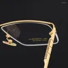フレーム2023サングラスデザインピュアチタンセミリムレスメガネフレームメンヴィンテージスクエア眼鏡近視光学処方レトロ