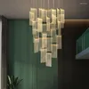 Kroonluchters luxe acryl -led kroonluchter trap hangende verlichte barmure hal hanging