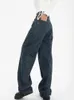 Женские джинсы Темно-синие женские джинсы с высокой талией Винтажные прямые мешковатые джинсовые брюки Уличная одежда в американском стиле Модные широкие джинсовые брюки 231101