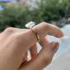 Simple Style 14K Real Pure Gold Solid Yellow Gold Ring with Ice cut Emerald Moissanite Men Ring Jewelry