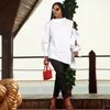 Camicette da donna Camicetta bianca da donna Camicia stile coreano di lusso Elegante manica lunga con bottoni asimmetrici Top autunno casual