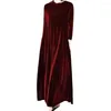 Casual Dresses Dressing Up Ankle-Length Women Holiday Solid Color Velvet Long Dress Daily Clothing