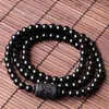 Strand 6/8/10/12MM Natural Black Obsidian Carved Buddha Lucky Amulet Round Beads Bracelet For Women Men Jewelry