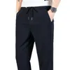 Men's Suits Lansboter Black Spring And Summer Thin Nylon Elastic Waist Leggings Casual Pants Trousers Non-ironing Fashion