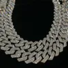 Collana cubana da uomo con diamanti Moissanite di colore Hip Hop da 15 mm, catena a maglia impeccabile in argento sterling 925