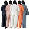 Fashion Plus Size Women Pant Solid Color Light Pleated Wide Leg Pants 3 Piece Set