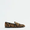 Klänningskor Spring Women's Leopard Print Cow Fur vill avslappnad platt botten loafer kvinnlig låg häl runda huvudet singel 231102