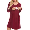 Maternity Dresses 2023 Style For Autumn And Winter Pregnant Women Simple Plain Long-Sleeve Feeding Bu Ru Qun Relaxed Casual Long Sleeve Dre