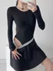 2023 neue Casual Mode frauen Body Tops Lange ärmeln Schnalle-up O-Kragen Solide Pullover Bodysuit Overall top