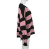 Maglioni da donna Maglione a righe nero rosa Pullover effetto vissuto Maglione lavorato a maglia Donna Dolce ragazza punk Vestito estetico grunge