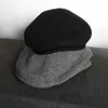 Berets klassiska stripe sboy cap för män kvinnor vinter ull platt murgröna vintage gatsbay hatt irländsk utomhus cabbie beret 07