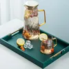 Tee Tabletts Moderne Dekorative Nordic Tablett Tasse Griff Servieren Rechteckige Küche Frühstück Service De Tisch Dekor Geschenk