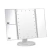 Kompaktowe lusterka 22 LED Light Vanity Mirror 1/2/3x powiększenie kosmetyczne 3 składane lusterka makijażu 180 Rotacja Steples Dimmer Beauty Lustrors 231102