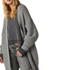 Cardigan Long en tricot pour femmes, manches ouvertes sur le devant, ourlet fendu, manteau, pull en tricot, mode automne hiver