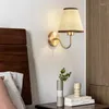 Wandlampen Scandinavische stoffen lampenkaplamp E27 LED-bedlampje Binnenverlichting Kamerdecoratie voor woonkamer Slaapkamer Eetkamer