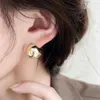 Dos Boucles D'oreilles En Alliage De Cuivre Coréen Lisse Faux Piercing Plaqué Or 18K Clip Sur Sans Oreille Trou Sphérique Cadeau Pour Les Femmes