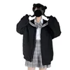 QWEEK Kawaii Zip Up Hoodie Sailor Kraag Sweatshirt Japan Stijl Lange Mouw Leuke Tops voor Tieners JK Roze Marine Zacht Meisje Kpop 210813