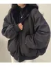 Kadın Ceketleri Kış Polar Parka Parka Kore Moda Çift Taraflı Kapşonlu Kaplama Kadın Büyük Boyutlu Gevşek Gevşek Zip Yukarı Kalın Peluş 231101