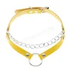 PU Leather Silver Color Chain Choker Collars NecklaceFor Women O Circle Shape Pendant Necklace Jewelry