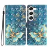 S24 3D PU lederen portemonnee hoesje voor Samsung S24 Ultra S24 Plus Bloem Vlinder Marmer Hart Kat Tape Minnaar Hart Rots Steen Uil Schedel Houder Flip Cover Boeketui