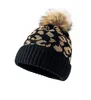Chapeau chaud tricoté imprimé léopard pour femme, casquette en laine bouclée, pour l'extérieur, C421, hiver