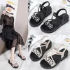 Sandalen Blumen Offene spitze Schuhe Für Frau Sommer Kleid Elegante Keilabsatz Weibliche 2023 Dame Strand Casual Frauen 35 36 37 40