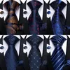 Bow Ties Classic Navy Blue Men's Tie Striped Paisley Floral Necktie Pocket Square Cufflinks Business Tie Set Cravat Gift For Men DiBanGu 231102