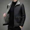 Manteau d'hiver en Faux cuir pour hommes, doublure polaire rembourrée, fourrure de maintien au chaud, Style coréen, doudoune décontractée pour hommes, 231102